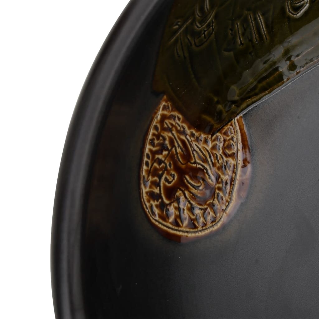 Praustuvas ant stalviršio juodas 41x14cm keramika apskritas kaina ir informacija | Praustuvai | pigu.lt