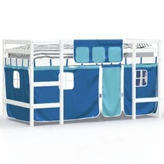 Aukšta vaikiška lova su užuolaidomis, mėlyna, 80x200cm, pušis kaina ir informacija | Lovos | pigu.lt