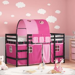 Aukšta vaikiška lova su tuneliu, rožinė, 80x200cm, pušis kaina ir informacija | Lovos | pigu.lt