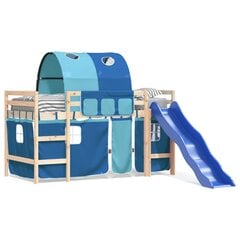 Aukšta vaikiška lova su tuneliu, mėlyna, 90x200cm, pušis kaina ir informacija | Lovos | pigu.lt