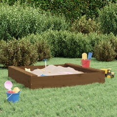 Kvadratinė smėlio dėžė su sėdynėmis vidaXL, ruda, 111x111x20 cm цена и информация | Песочницы, песок | pigu.lt