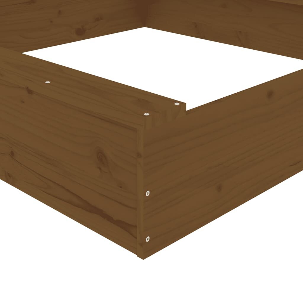 Kvadratinė smėlio dėžė su sėdynėmis vidaXL, ruda, 111x111x20 cm kaina ir informacija | Smėlio dėžės, smėlis | pigu.lt