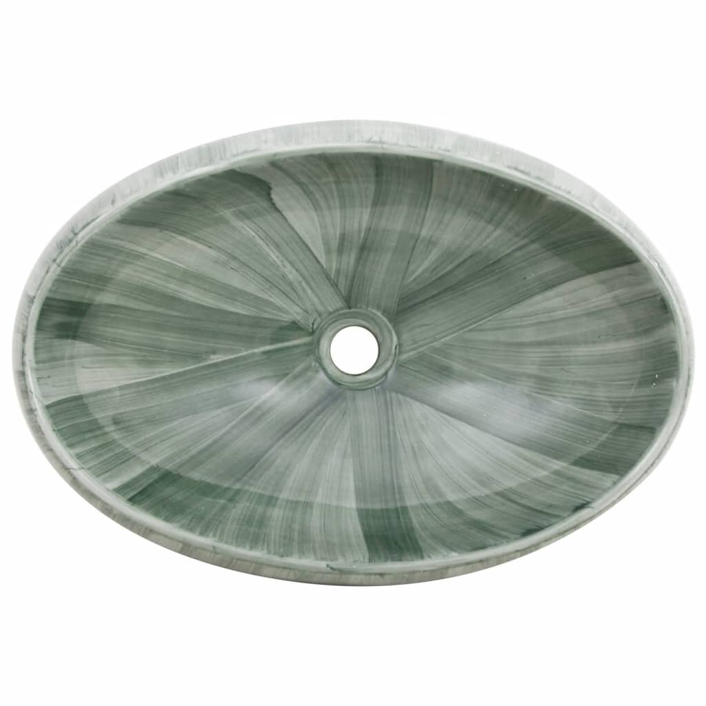 Praustuvas ant stalviršio žalias 59x40x15cm keramika ovalus цена и информация | Praustuvai | pigu.lt