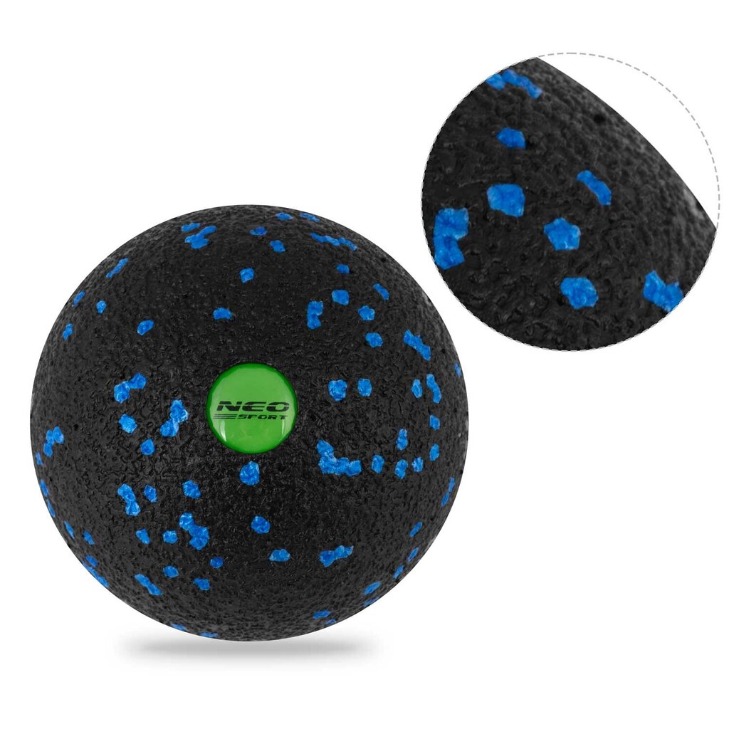 Jogos kamuolys Neo-Sport NS-965, 8 cm, juodas/mėlynas kaina ir informacija | Jogos prekės | pigu.lt