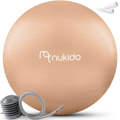 Gimnastikos kamuolys su pompa Nukido NS-951, 65cm, rudas kaina ir informacija | Gimnastikos kamuoliai | pigu.lt
