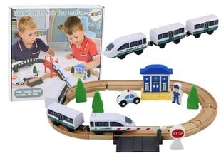 Набор деревянных железнодорожных путей с поездом и полицейской машиной Lean Toys, 3.2 м цена и информация | Игрушки для мальчиков | pigu.lt