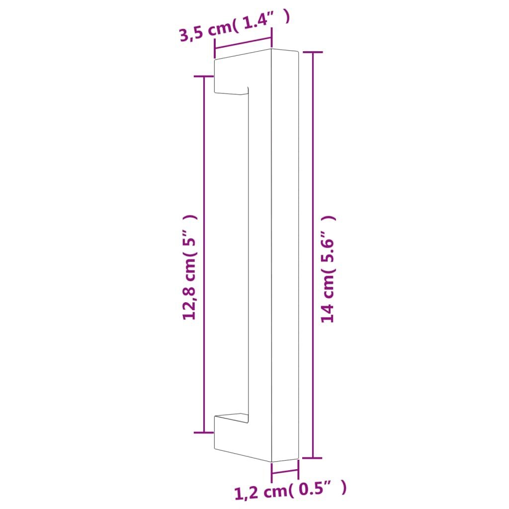 Spintelės rankenėlė vidaXL, 128 mm, auksinė цена и информация | Baldų rankenėlės | pigu.lt