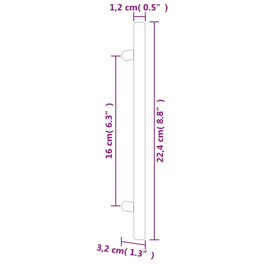 Spintelės rankenėlė vidaXL, 160 mm, ruda kaina ir informacija | Baldų rankenėlės | pigu.lt