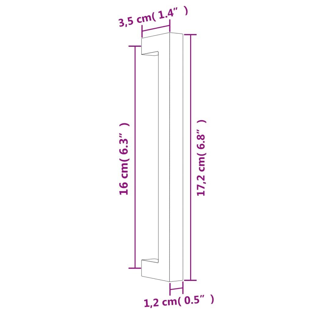 Spintelės rankenėlė vidaXL, 160 mm, sidabrinė kaina ir informacija | Baldų rankenėlės | pigu.lt
