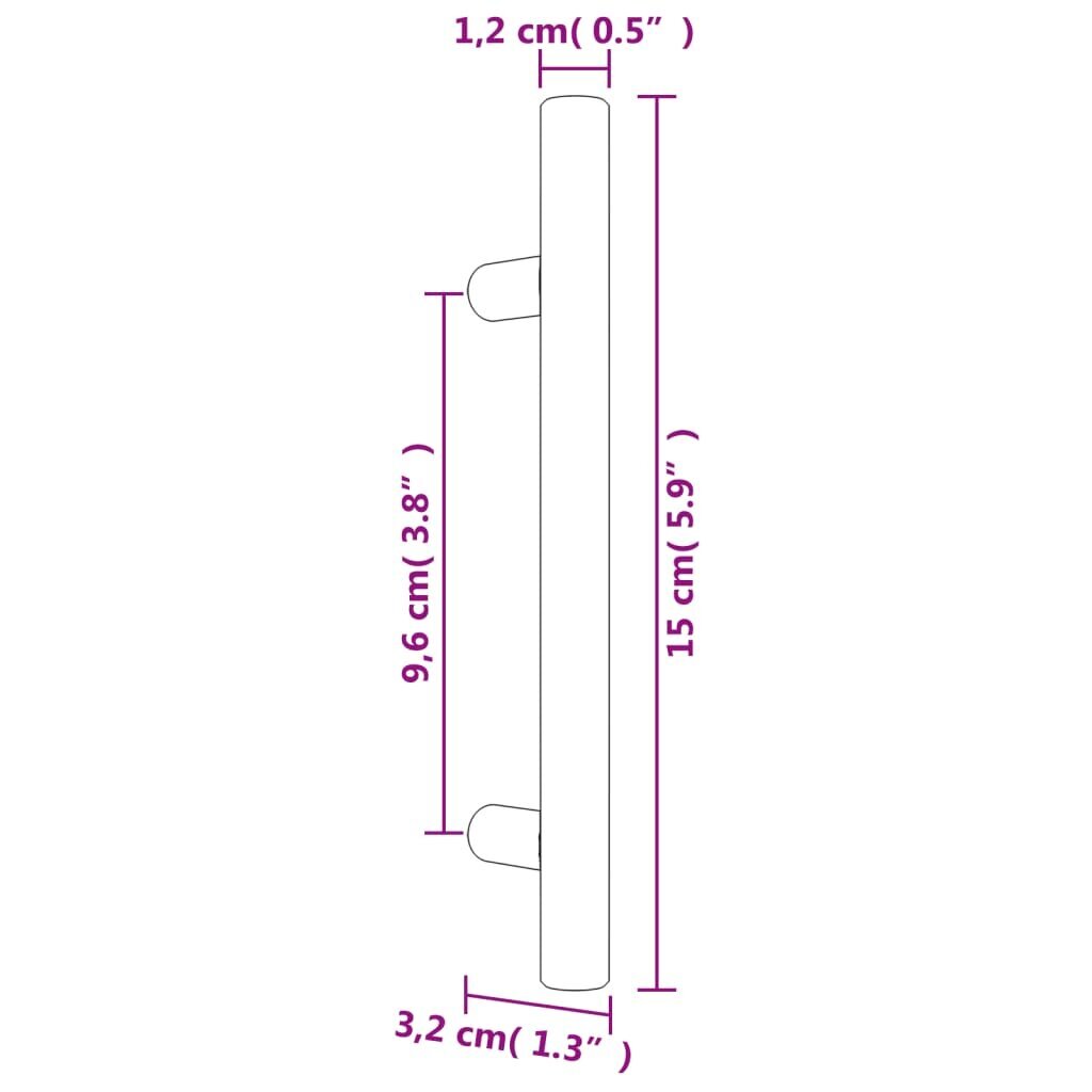 Spintelės rankenėlė vidaXL, 96 mm, auksinė цена и информация | Baldų rankenėlės | pigu.lt