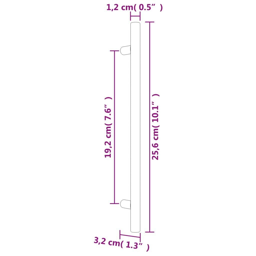 Spintelės rankenėlė vidaXL, 192 mm, sidabrinė цена и информация | Baldų rankenėlės | pigu.lt