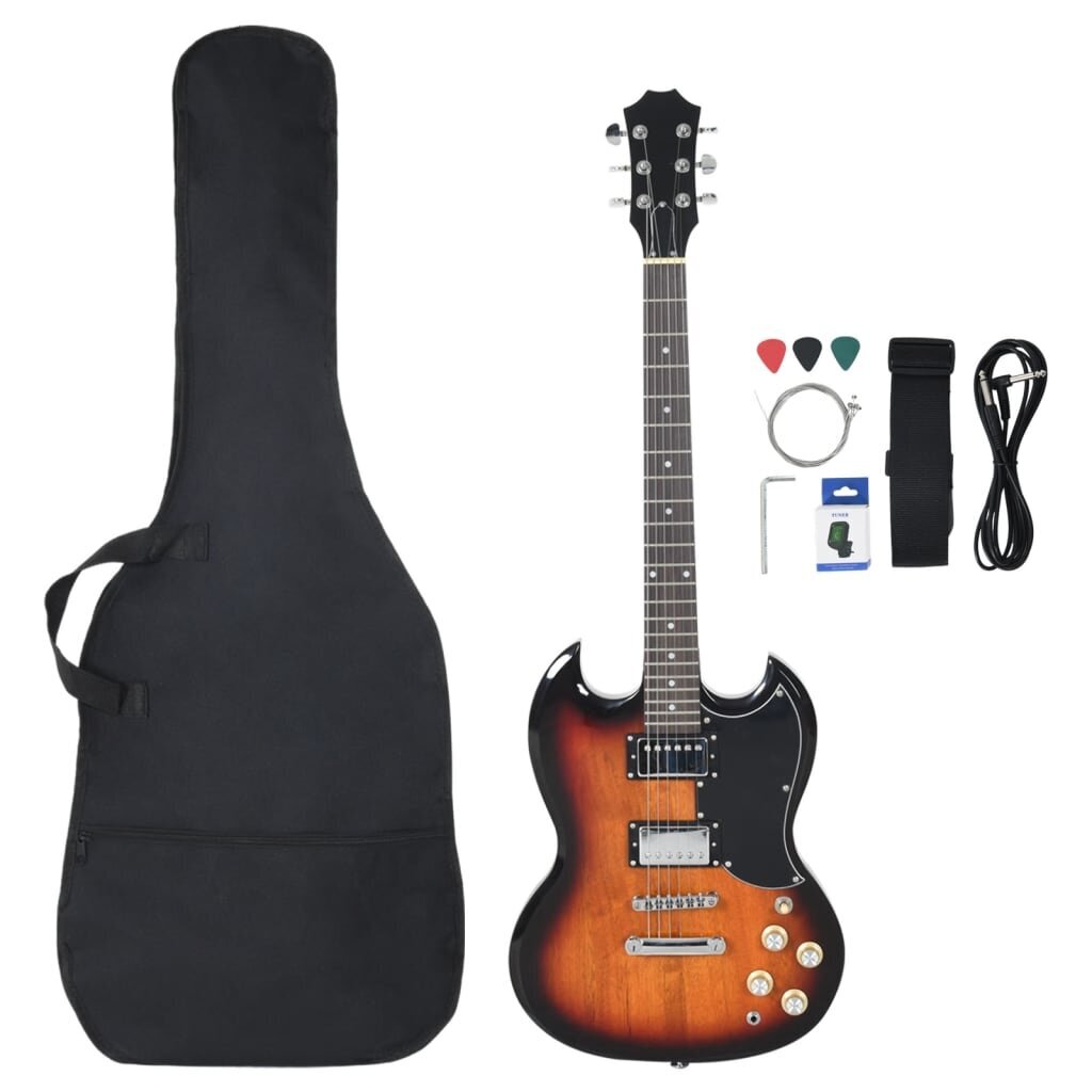 Elektrinė gitara su dėklu VidaXL 4/4 39 kaina ir informacija | Gitaros | pigu.lt