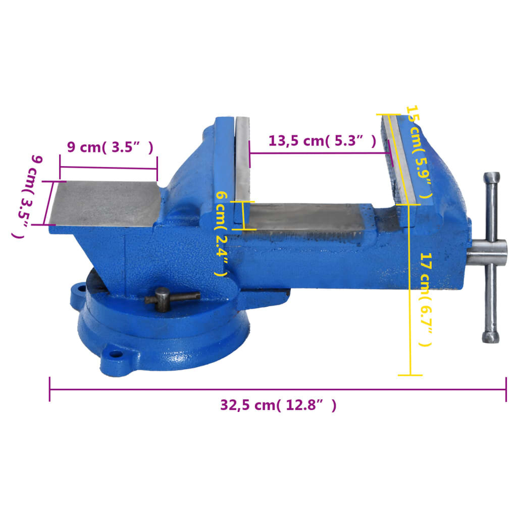 Darbastalio spaustuvas, mėlynos spalvos, 150 mm, ketus kaina ir informacija | Mechaniniai įrankiai | pigu.lt