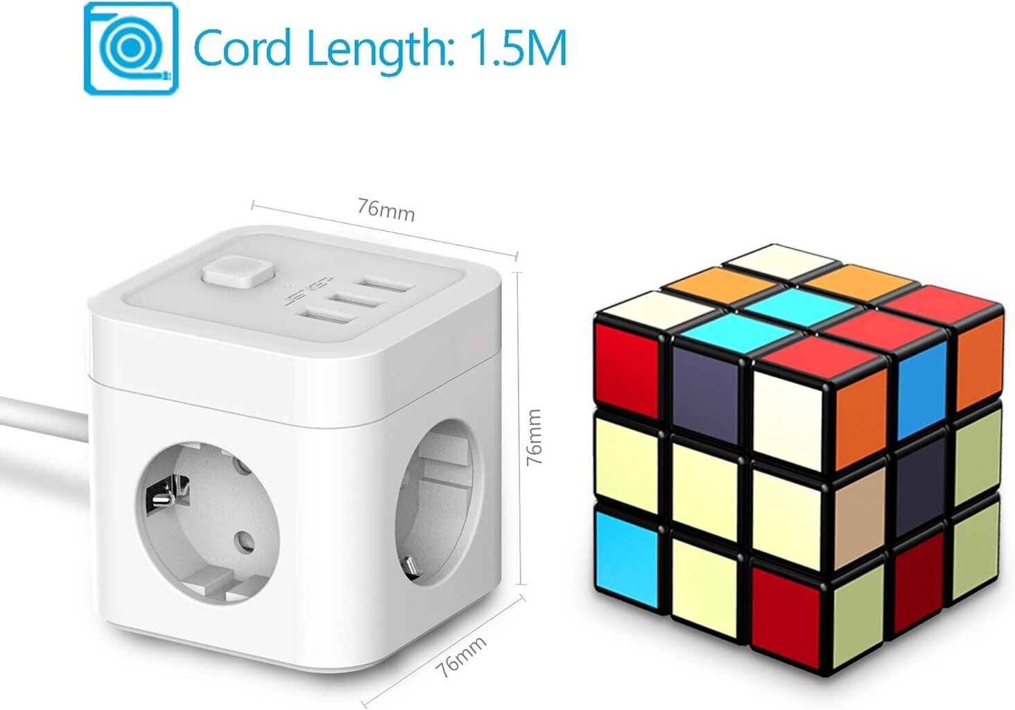 Prailgintuvas Jsver Power Cube 6in1 1.5m цена и информация | Prailgintuvai | pigu.lt