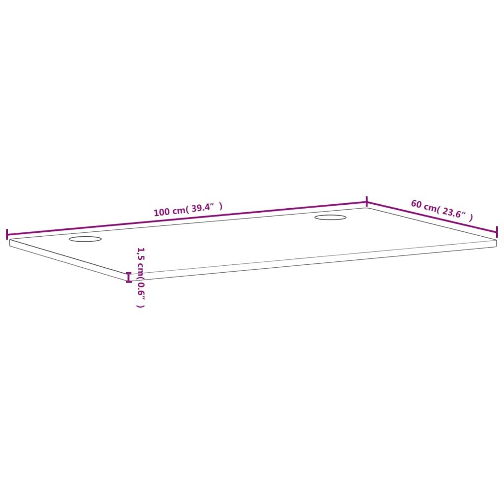 Rašomojo stalo stalviršis vidaXL, 100x60x1,5 cm, rudas kaina ir informacija | Stalviršiai | pigu.lt