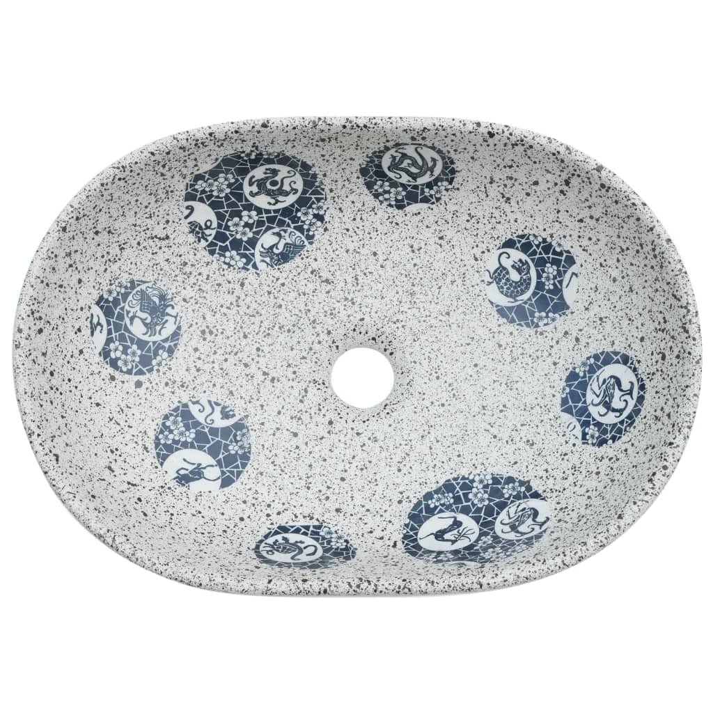 Praustuvas ant stalviršio pilkas/mėlynas 47x33x13cm keramika цена и информация | Praustuvai | pigu.lt