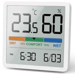 Noklead skaitmeninis termometras su higrometru baltas 1 vnt kaina ir informacija | Meteorologinės stotelės, termometrai | pigu.lt