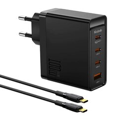 Wall charger McDodo GAN 3xUSB-C + USB, 100W + 2m cable (black) цена и информация | Зарядные устройства для телефонов | pigu.lt