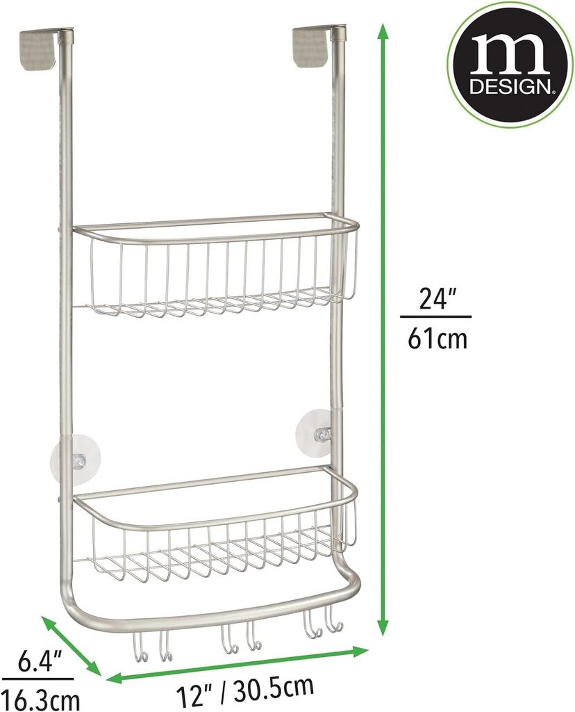 Dušo lentyna mDesign, sidabrinė цена и информация | Vonios kambario aksesuarai | pigu.lt