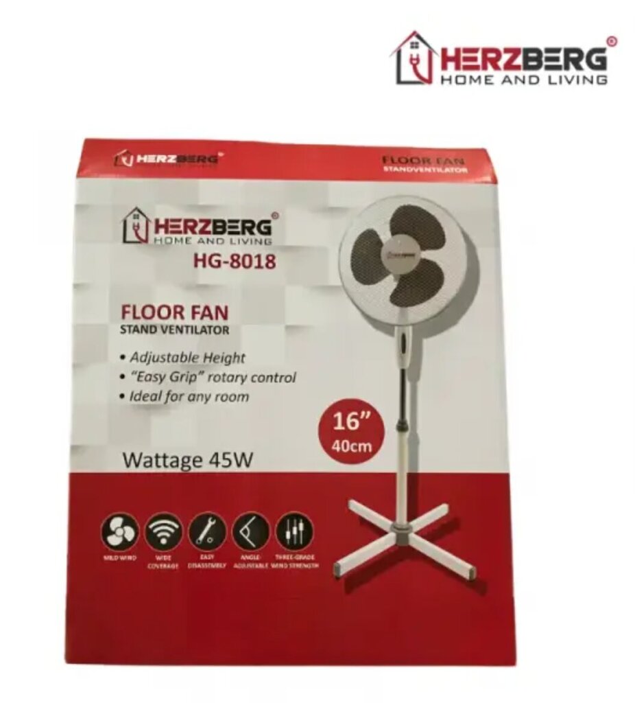 Ventiliatorius su ventiliatoriaus stovu: Herzberg HG-8018 kaina ir informacija | Ventiliatoriai | pigu.lt