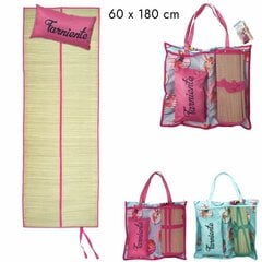Sulankstomas paplūdimio kilimėlio krepšys su pagalve, 180x60cm, rožinis/smėlio spalvos kaina ir informacija | Turistiniai čiužiniai ir kilimėliai | pigu.lt