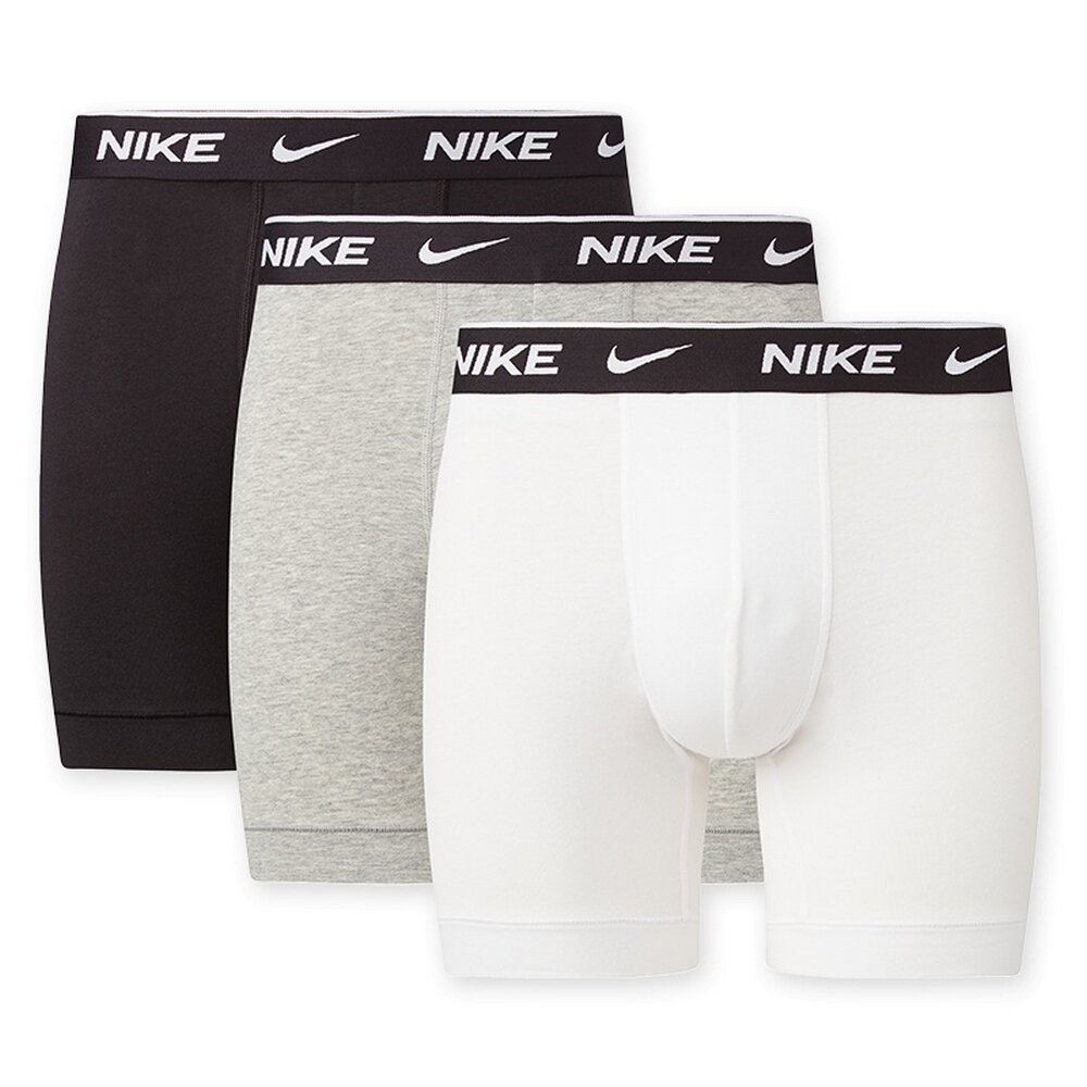 Nike vyriški bokseriai EVERYDAY COTTON STRETCH 3 vnt., juoda-balta-šviesiai pilka kaina ir informacija | Trumpikės | pigu.lt