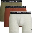 Nike vyriški bokseriai EVERYDAY COTTON STRETCH 3 vnt., tamsiai žalia-šviesiai pilka-terakota