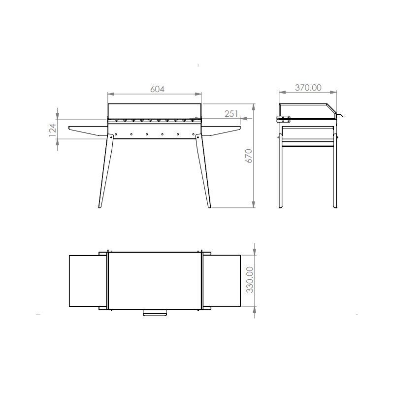 Sulankstoma šašlykinė SM Global Classic 600, 110.5x67x37 cm, juoda цена и информация | Šašlykinės | pigu.lt