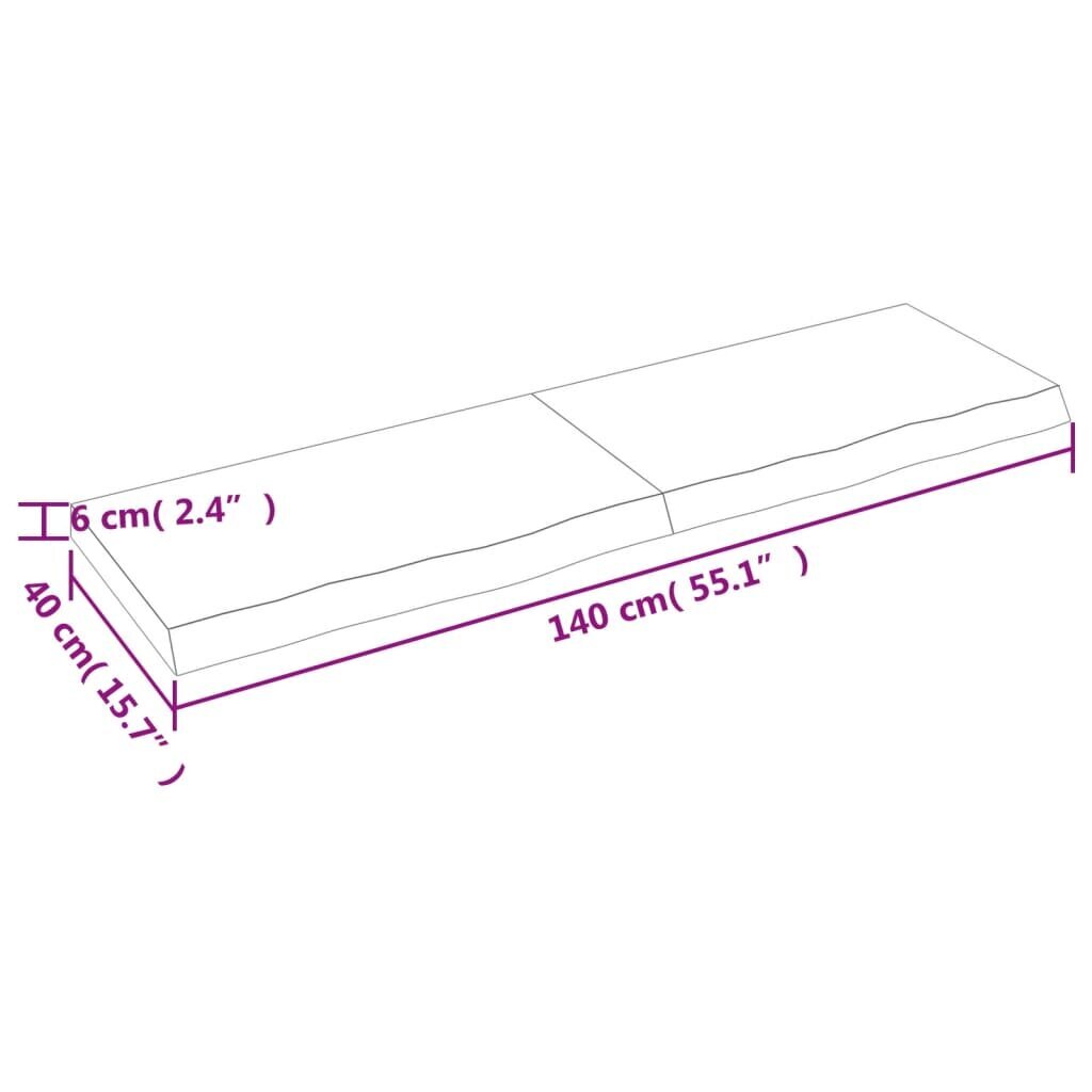 Stalviršis vidaXL, 140x40x(2–6) cm, rudas kaina ir informacija | Stalviršiai | pigu.lt