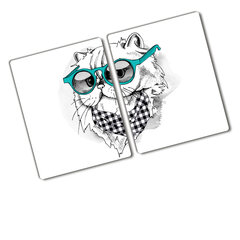 Pjaustymo lentelė Katė su akiniais, 2x40x52 cm, 2 vnt. цена и информация | Разделочная доска | pigu.lt
