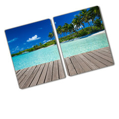 Pjaustymo lentelė Tropinis paplūdimys, 2x40x52 cm, 2 vnt. kaina ir informacija | Pjaustymo lentelės | pigu.lt