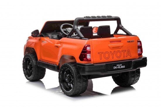 Vienvietis vaikiškas elektromobilis Toyota Hilux, oranžinis kaina ir informacija | Elektromobiliai vaikams | pigu.lt
