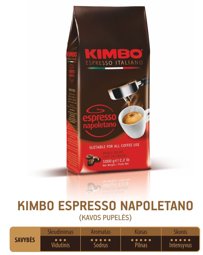 Kavos pupelės KIMBO Espresso Napoletano 1 kg цена и информация | Kava, kakava | pigu.lt