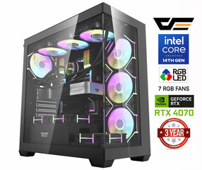 Mdata Gaming Core i9-14900F 64GB 1TB SSD 2TB HDD RTX 4070 12GB NoOS kaina ir informacija | Stacionarūs kompiuteriai | pigu.lt