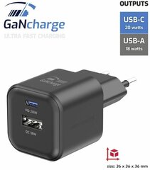 Swissten 3арядное устройство GaN USB-C 20W PD / USB-A 18W QC цена и информация | Зарядные устройства для телефонов | pigu.lt