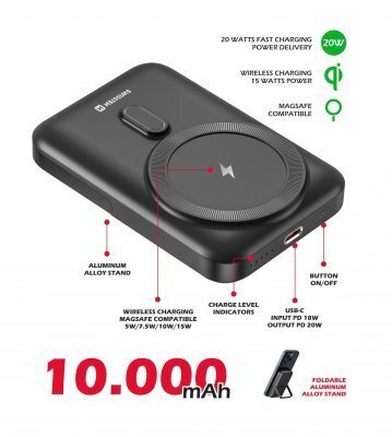 Swissten Mag, 10000mAh kaina ir informacija | Atsarginiai maitinimo šaltiniai (power bank) | pigu.lt