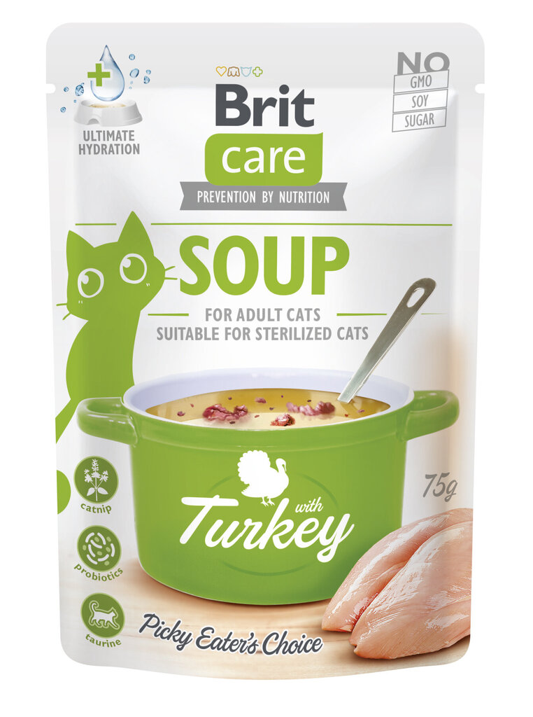 Brit Care Cat Soup Turkey sriuba su kalakutiena katėms, 75g цена и информация | Konservai katėms | pigu.lt