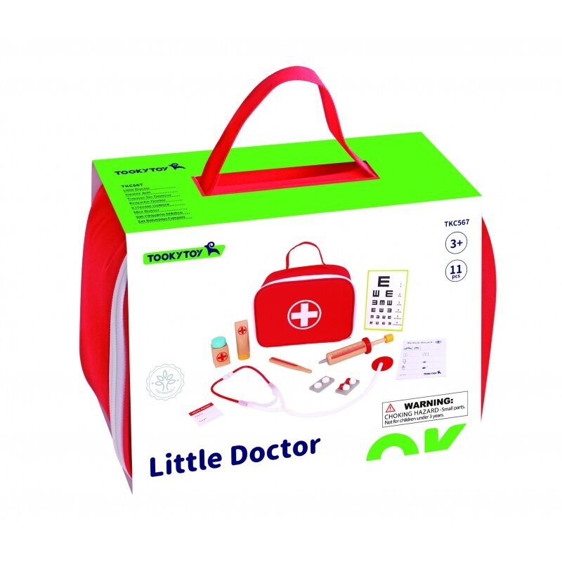 Medinis mažojo daktaro rinkinys lagamine Tooky Toy цена и информация | Žaislai mergaitėms | pigu.lt