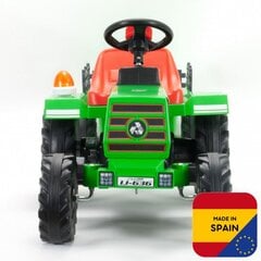 Vaikiškas elektrinis traktorius su priekaba Basic Injusa, raudonas/žalias kaina ir informacija | Elektromobiliai vaikams | pigu.lt