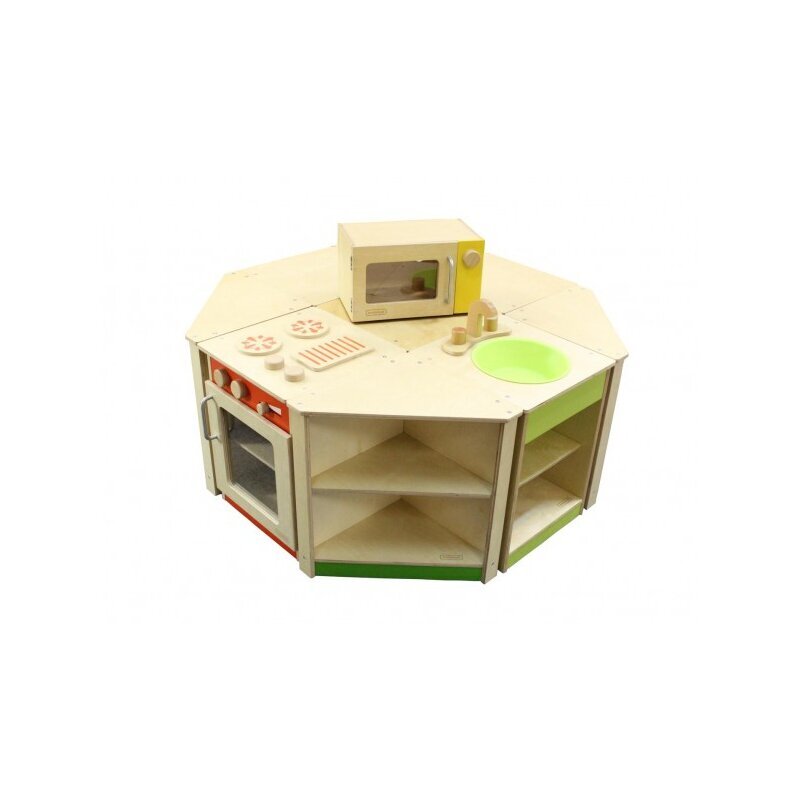 Medinė kampinė vaikiškos virtuvėlės spintelė Masterkidz, žalia, 40x40x52 cm kaina ir informacija | Žaislai mergaitėms | pigu.lt
