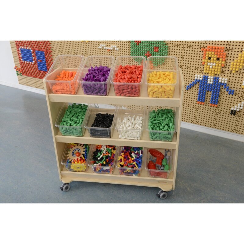 Medinė žaislų laikymo spintelė su priedais Stem lentai Masterkidz, 12 vnt. kaina ir informacija | Lavinamieji žaislai | pigu.lt