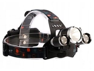 Žibintas ant galvos su 3x LED Cree Xml T-6 kaina ir informacija | Žibintuvėliai, prožektoriai | pigu.lt