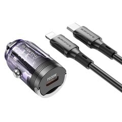 Borofone Car charger BZ29 Ray - Type C - PD 30W 3A with Type C to Lightning transparent-purple цена и информация | Зарядные устройства для телефонов | pigu.lt