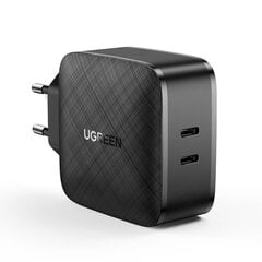 Зарядное устройство UGREEN CD216, 2xUSB-C, 66W, PD (черное) цена и информация | Зарядные устройства для телефонов | pigu.lt