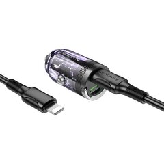 Borofone Car charger BBZ29A Talented - USB + Type C - QC 3.0 PD 36W 3A with Type C to Lightning transparent-purple цена и информация | Зарядные устройства для телефонов | pigu.lt