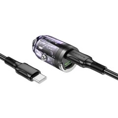 Borofone Car charger BZ29A Talented - USB + Type C - QC 3.0 PD 36W 3A with Type C to Type C transparent-purple цена и информация | Зарядные устройства для телефонов | pigu.lt