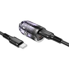 Borofone Car charger BZ29B Outstanding - 2xType C - PD 36W 3A with Type C to Type C cable transparent-purple цена и информация | Зарядные устройства для телефонов | pigu.lt