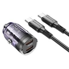 Borofone Car charger BZ29B Outstanding - 2xType C - PD 36W 3A with Type C to Type C cable transparent-black цена и информация | Зарядные устройства для телефонов | pigu.lt