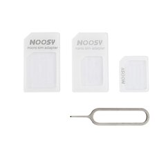 Noosy nano micro SIM kortelių adapterių rinkinys + baltas raktas kaina ir informacija | Priedai telefonams | pigu.lt