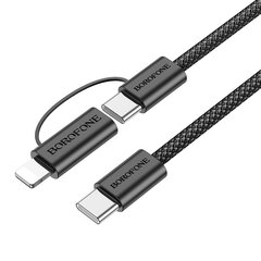 Borofone Cable BX104 Primo - Type C to Type C + Lightning - 60W 3A 1 metre black цена и информация | Кабели для телефонов | pigu.lt